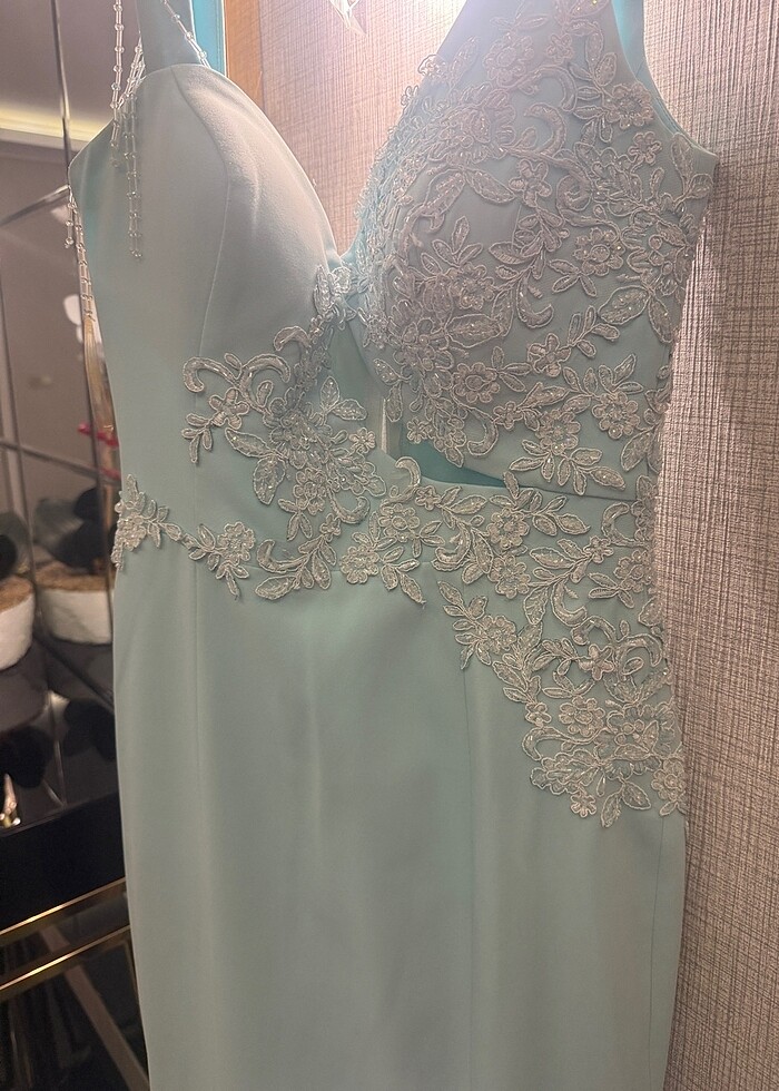 Su yeşili abiye elbise - Görsel 3