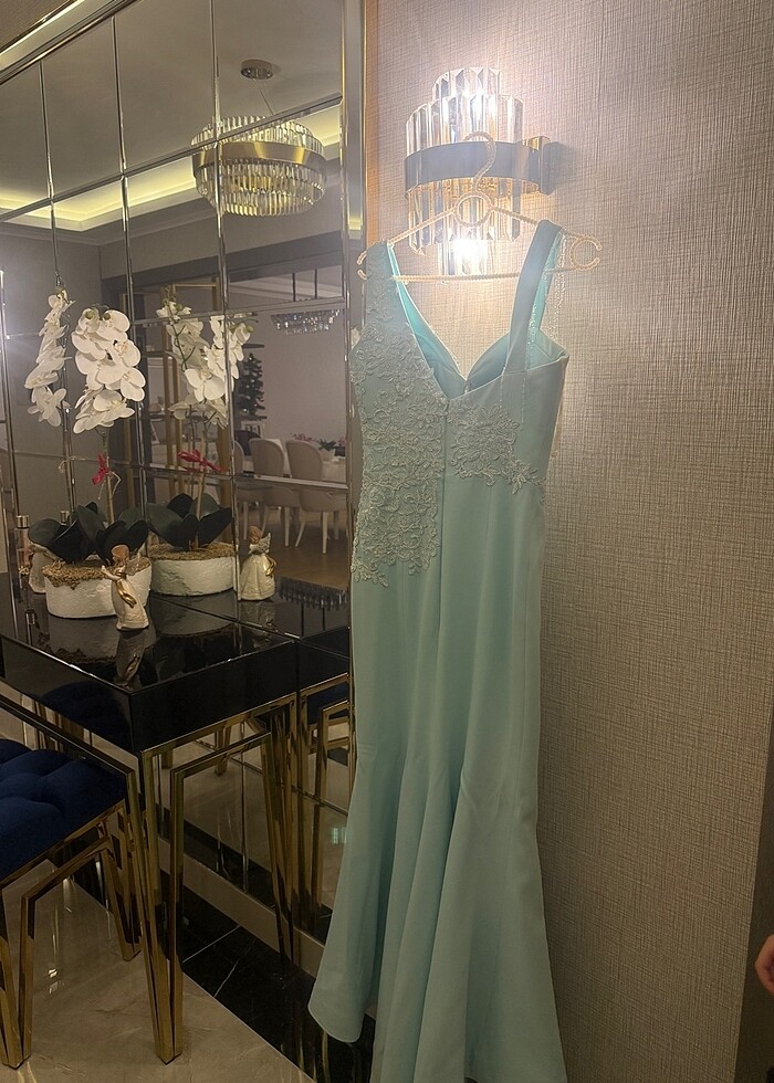 Su yeşili abiye elbise - Görsel 4