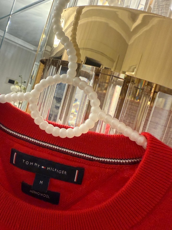 Tommy Hilfiger Kırmızı erkek  Triko Uzun Kollu Kazak - Görsel 2