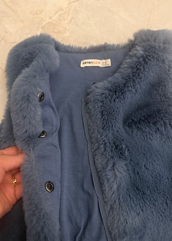 Kız Çocuk Gri Kürklü Kolsuz Yelek - Görsel 3