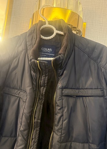 Siyah Erkek Kapitone Fermuarlı lacivert Mont - Görsel 2