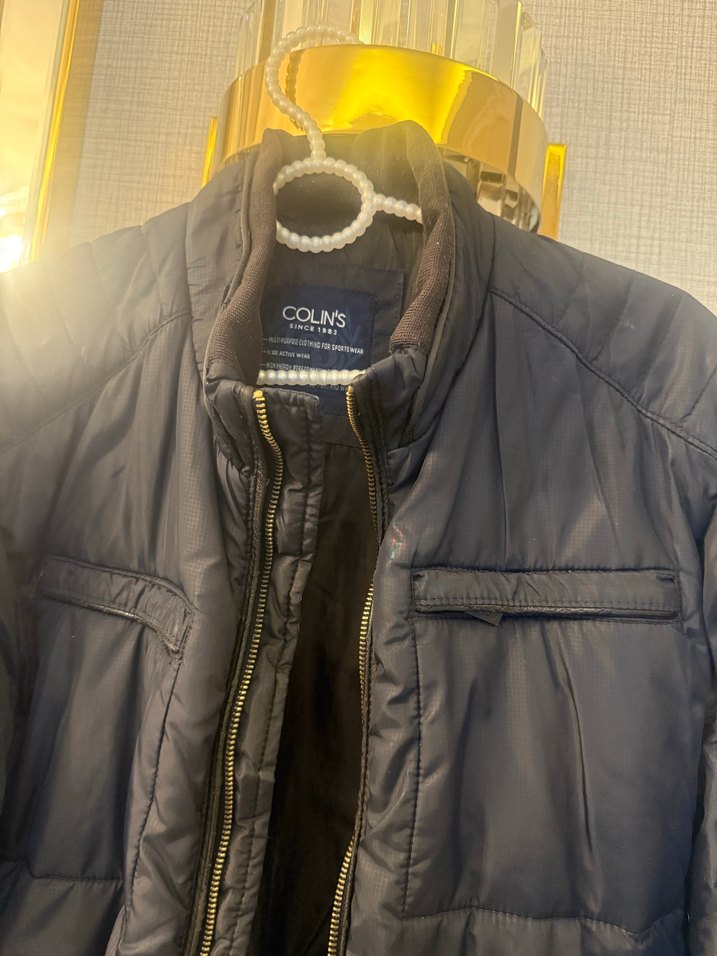 Siyah Erkek Kapitone Fermuarlı lacivert Mont - Görsel 2