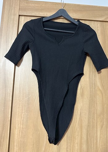 s Beden V Yakalı Siyah Kadın Triko body