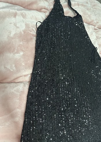 Boncuk İşlemeli Siyah Uzun Abiye Elbise - Görsel 2