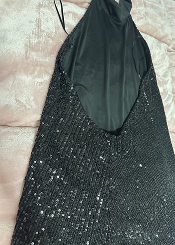 Boncuk İşlemeli Siyah Uzun Abiye Elbise - Görsel 6