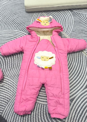 Pembe Kürklü Nakışlı Bebek Kız Tulumu - Görsel 3