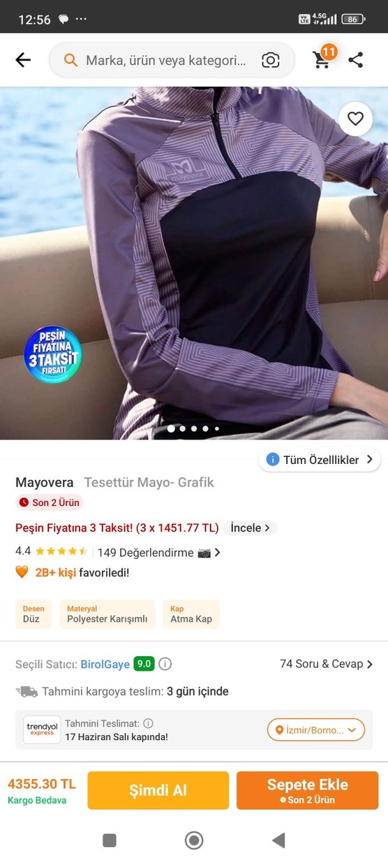 Uzun Kollu Siyah Gri Bağlama Desenli Tesettür Mayo - Görsel 2