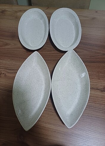 2 oval 2 kayık salata tabağı 