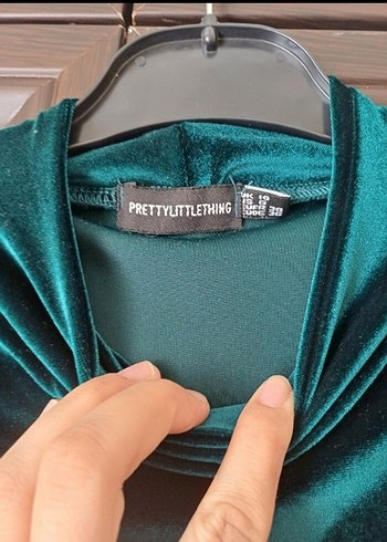 yeşil kadife kısa elbise - Görsel 3