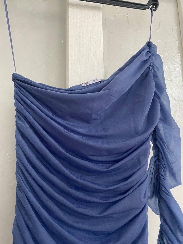 tek kol drapeli dar kesim elbise - Görsel 3