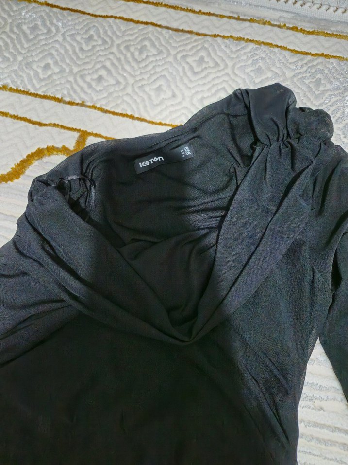 Koton Marka Siyah Tek Kollu Uzun Kadın Elbise - Görsel 2