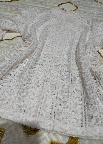 Dantel Detaylı Beyaz Bohem Kadın Bluz - Görsel 3