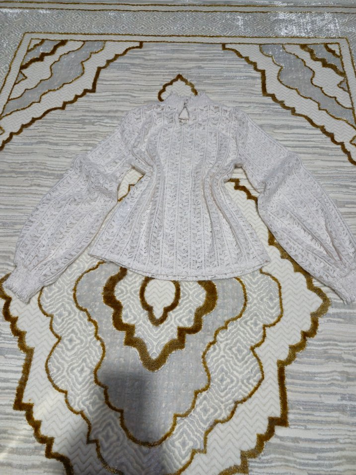 Dantel Detaylı Beyaz Bohem Kadın Bluz - Görsel 2