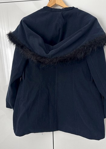 Lacivert Kürk Detaylı Kaşe Kaban - Görsel 5