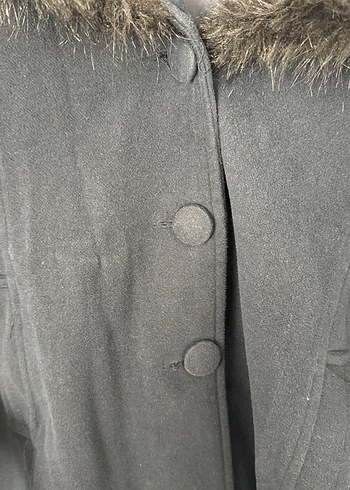 Lacivert Kürk Detaylı Kaşe Kaban - Görsel 3