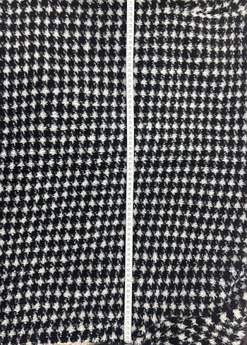 Siyah Beyaz Kazayağı Desenli  Çift Taraflı Peluş Kaban - Görsel 6