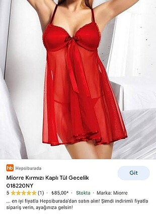 Kırmızı kaplı tül gecelik 