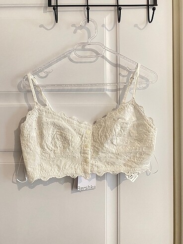 Bershka beyaz askılı crop s yeni - Görsel 7