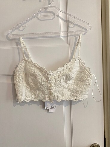 Bershka beyaz askılı crop s yeni - Görsel 8