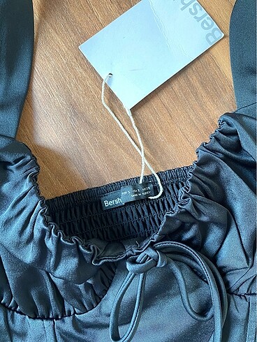 Bershka Siyah saten korse s etiketli - Görsel 5