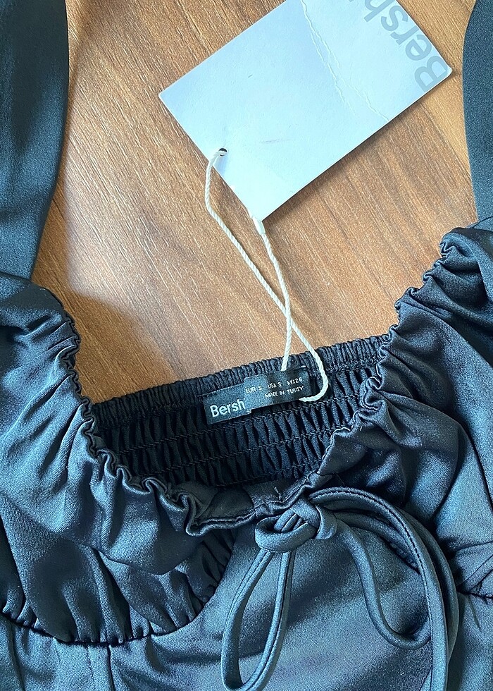 Bershka Siyah saten korse s etiketli - Görsel 5