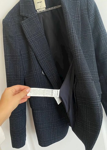 Koton Lacivert Ekoseli  blaser ceket xs - Görsel 3