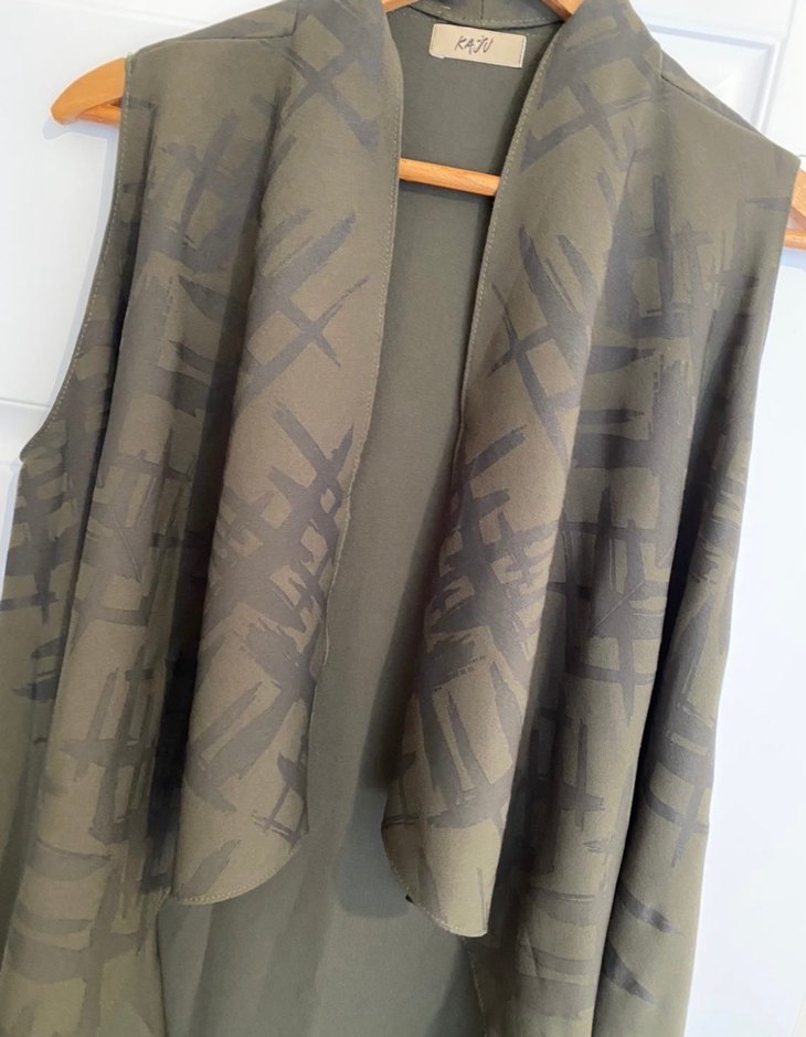 Uzun Dökümlü Püsküllü Haki Yelek yeni - Görsel 5