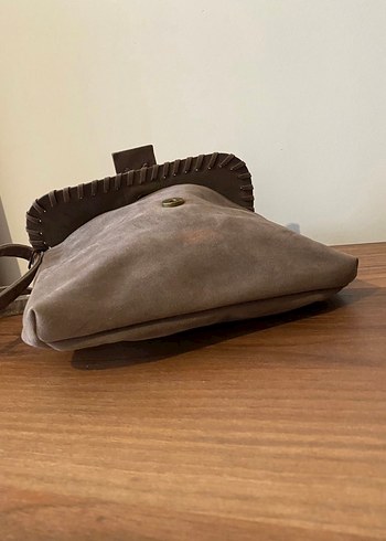 Bej Süet Püsküllü Bohem Kadın Çanta - Görsel 5