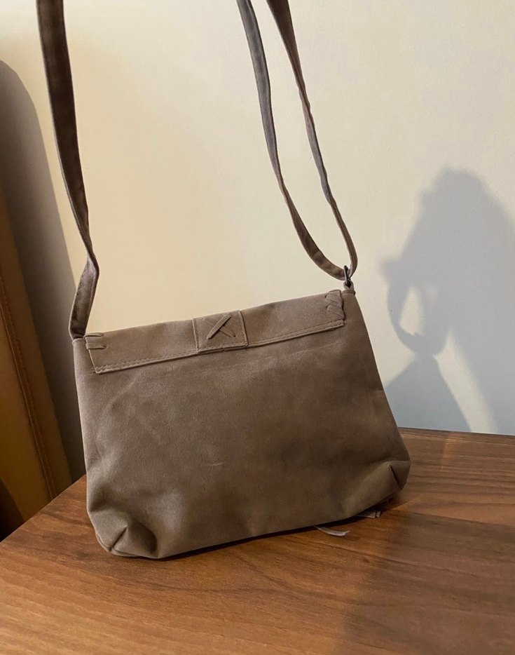 Bej Süet Püsküllü Bohem Kadın Çanta - Görsel 2