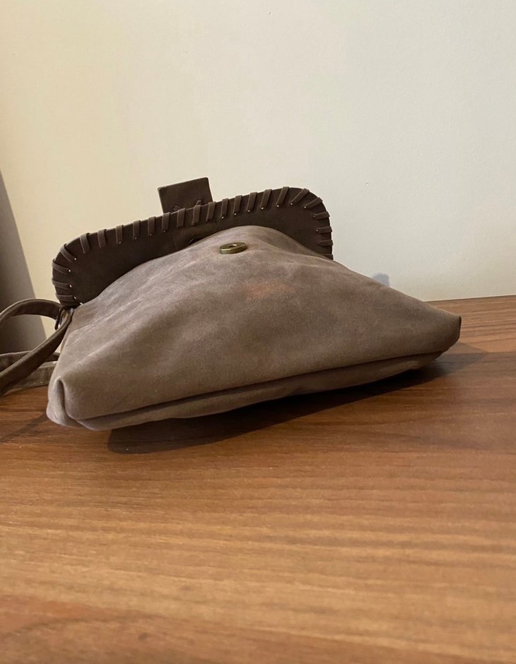 Bej Süet Püsküllü Bohem Kadın Çanta - Görsel 5