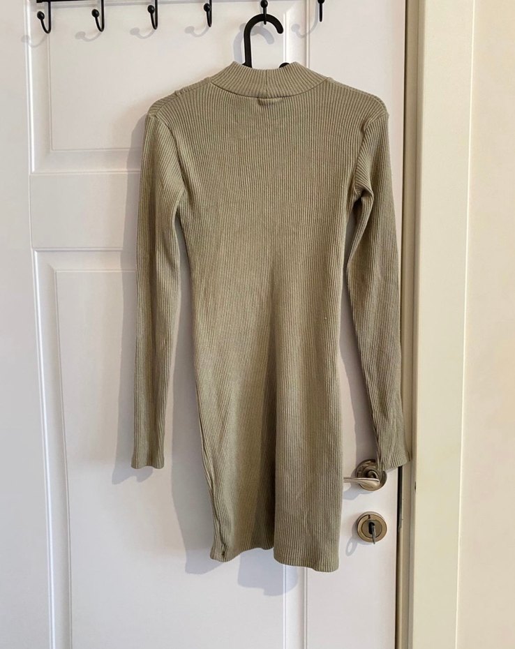 Zara Mint Yeşiki Uzun Kollu Triko Mini Elbise - Görsel 2