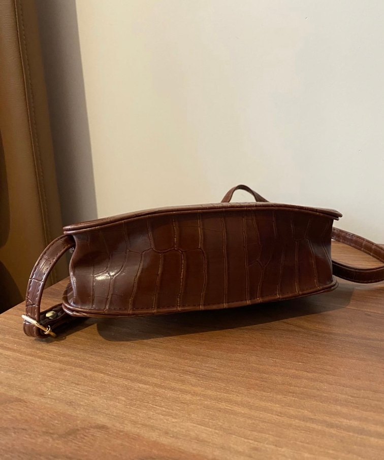 Kahverengi  Deri Kadın askılı çanta - Görsel 5