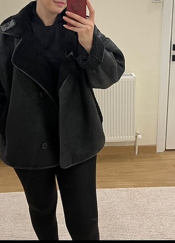 zara içi yünlü suni deri mont 