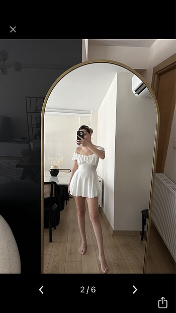 Zara Beyaz drapeli mini şortlu etek elbise