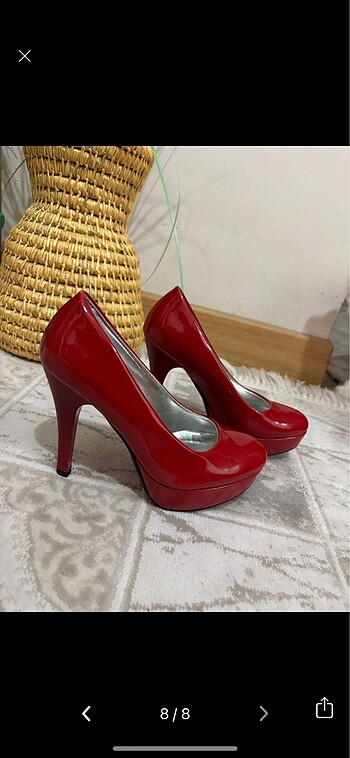 Kırmızı platform topuklu ayakkabı - Görsel 6