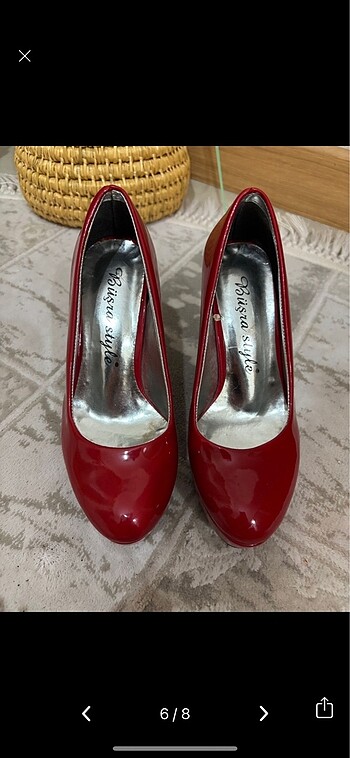 Kırmızı platform topuklu ayakkabı - Görsel 8