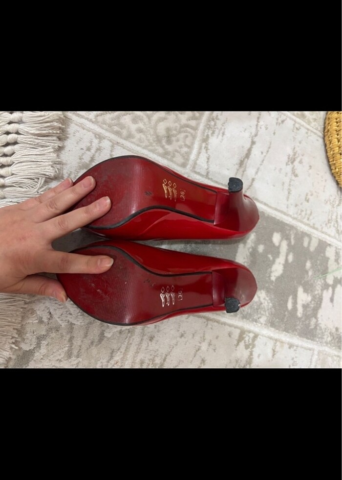 Kırmızı platform topuklu ayakkabı - Görsel 5