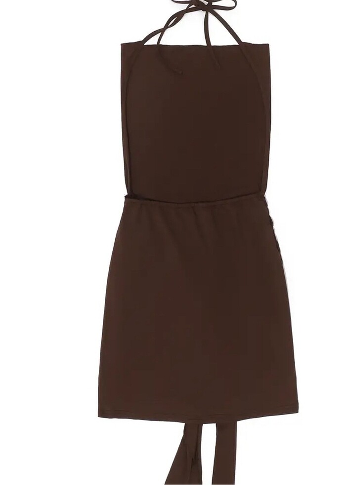 Sırt dekolteli viral kahverengi elbise - Görsel 5