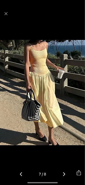 Yurtdışı sarı askılı elegant uzun elbise - Görsel 6