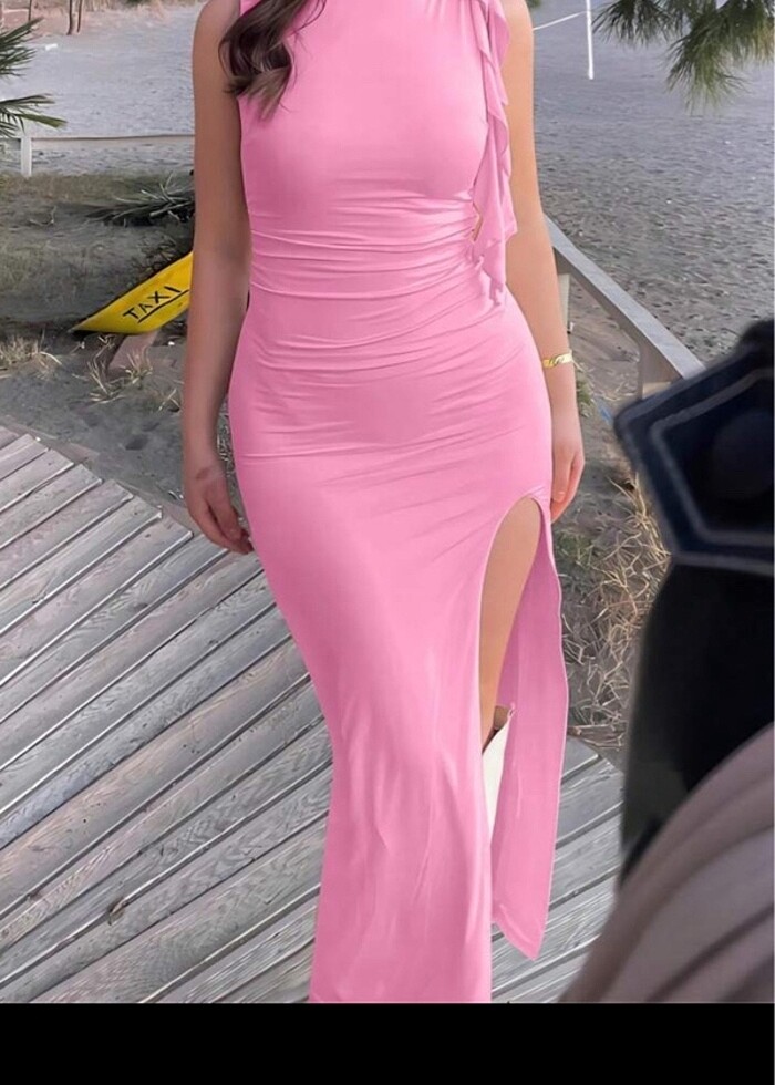 Shein özel seri yırtmaçlı elegant elbise - Görsel 2