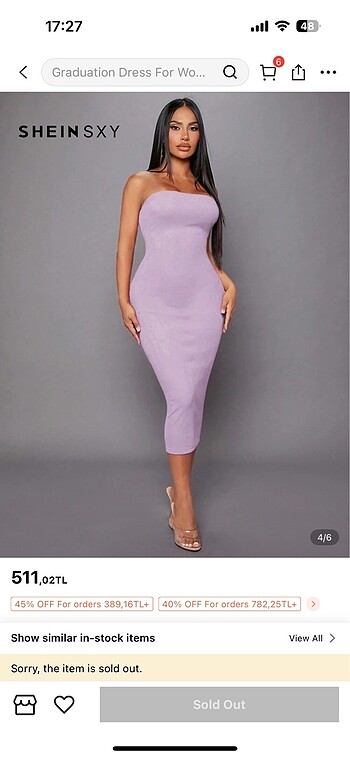 Shein x SXY Lila Straplez Elbise