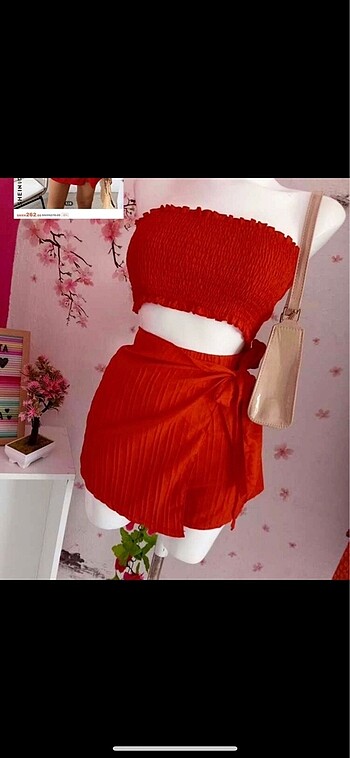 Shein x Vcay Straplez Bluz & Etek ikili alt üst takım - Görsel 6