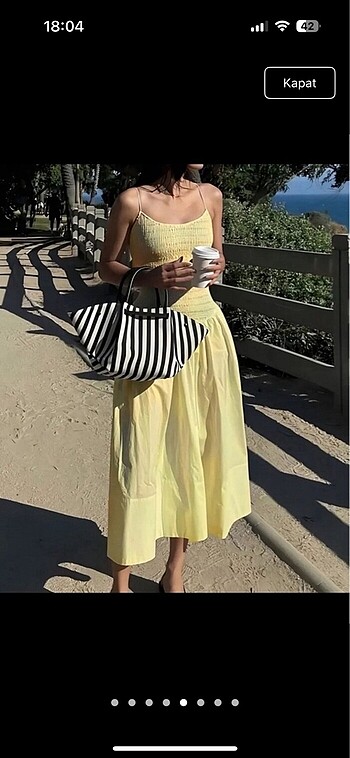 Yurt dışı viral limon sarısı uzun elegant elbise - Görsel 5