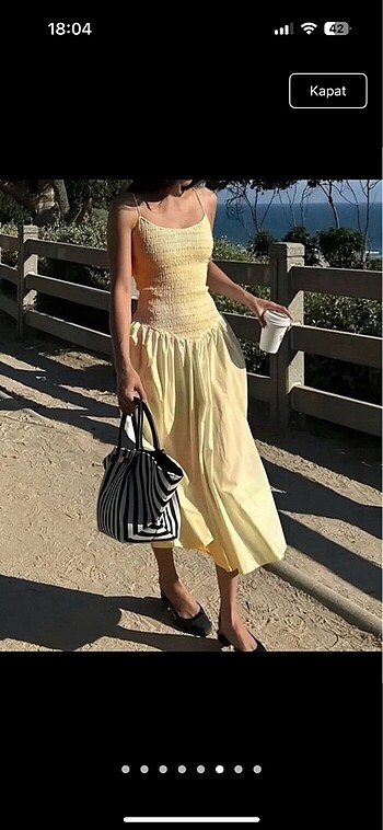 Yurtdışı viral uzun sarı elegant elbise - Görsel 6