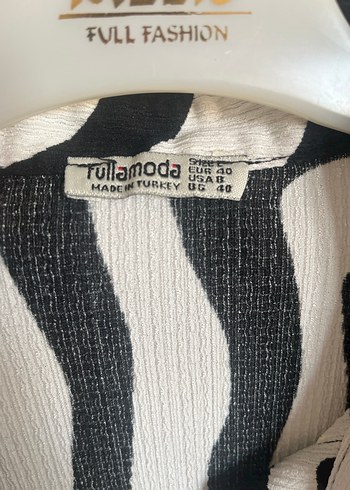 Zebra Desenli Kadın Uzun Kollu Mini Gömlek - Görsel 4