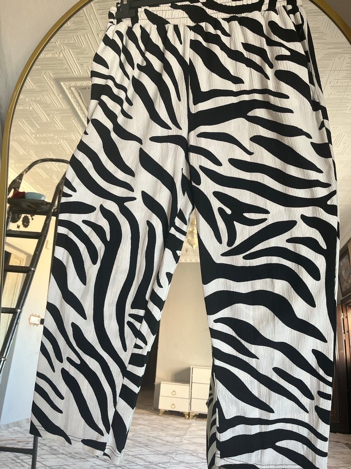 Zebra Desenli Kadın Uzun Kollu Mini Gömlek - Görsel 3