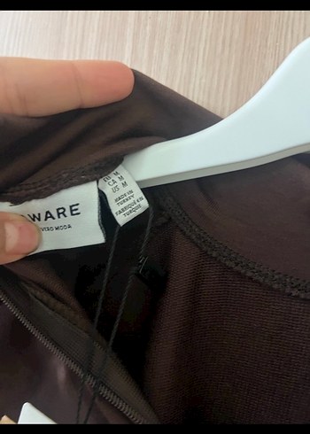 Kahverengi Uzun Kollu Düz Uzun Elbise - Görsel 4