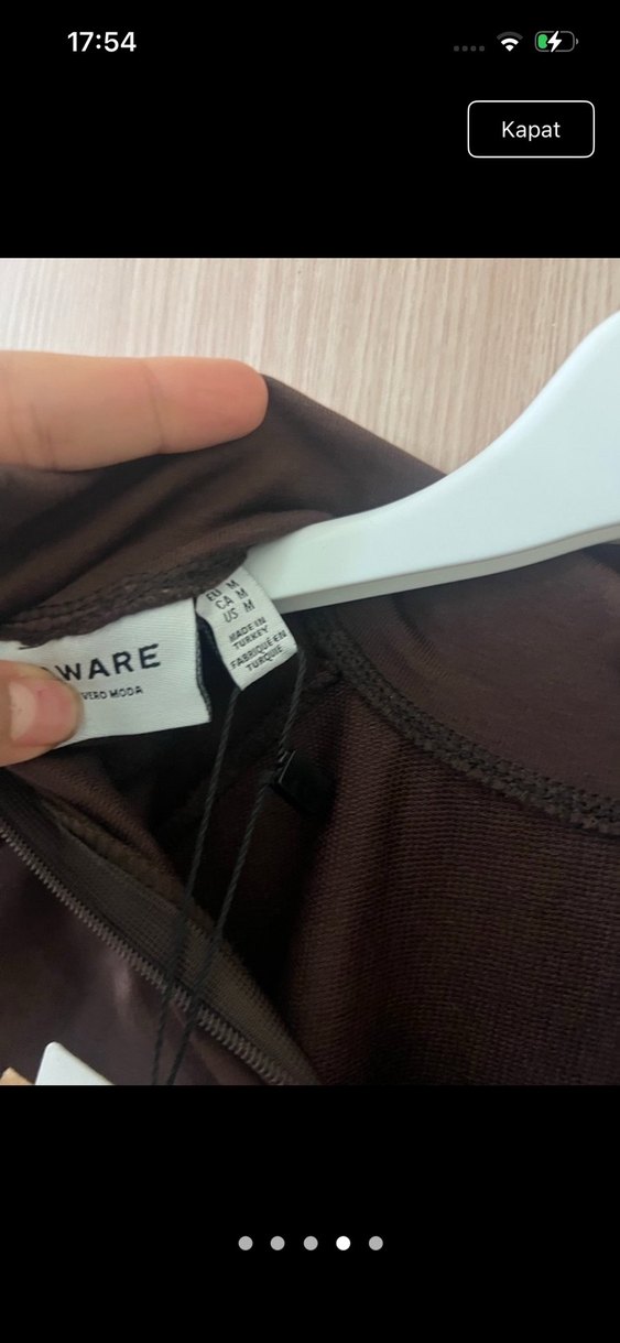 Kahverengi Uzun Kollu Düz Uzun Elbise - Görsel 4