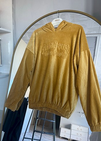 Sarı Kadın Kapüşonlu Sweatshirt - Görsel 2