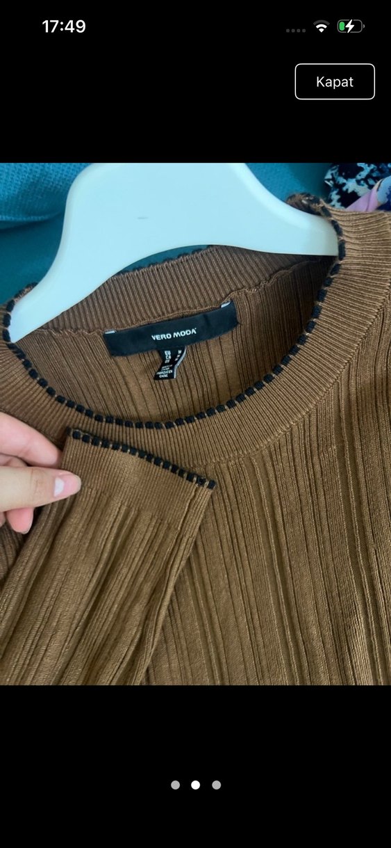 Kahverengi Uzun Triko Elbise - Görsel 2